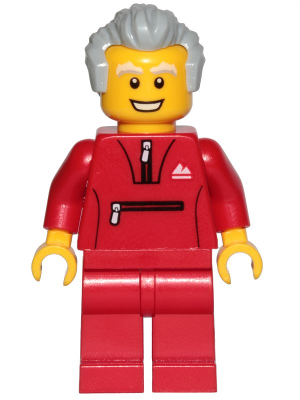 cty1025   Minifigure   Grandfather - Red Tracksuit, Light Bluish Gray Hair