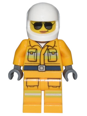 LEGO® Minifigure Firefighter - Reflective Stripes, Bright Light Orange Suit (cty1433) - USED