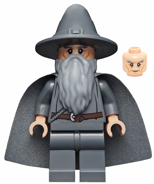 LEGO® Minifigure Gandalf the Grey - Wizard / Witch Hat, Long Cheek Lines (dim001) - Used