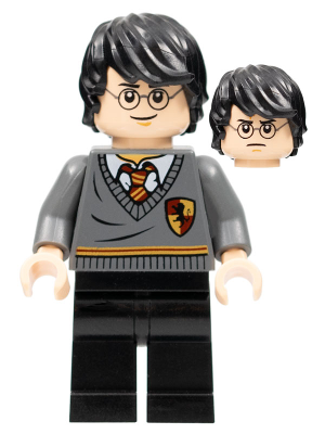 LEGO® Minifigure Harry Potter - Gryffindor Stripe and Shield Torso, Black Legs, Tousled Hair (dim036) - Used