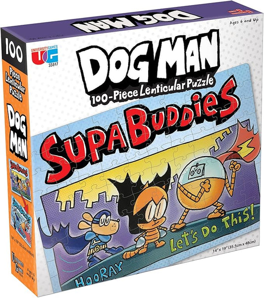 PUZZLE RENTAL: Dog Man Supa Buddies- 100 Piece Lenticular Puzzle