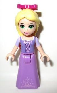 dp010   Minifigure   Rapunzel - Mini Doll, Lavender and Magenta Bows, Medium Lavender Skirt