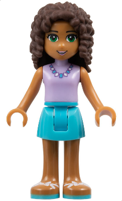 LEGO® Minifigure Friends Andrea - Medium Azure Skirt, Lavender Top (frnd0160) - USED
