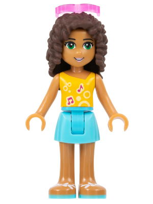 LEGO® Minifigure Friends Andrea - Medium Azure Skirt, Bright Light Orange Top with Music Notes, Sunglasses (frnd0169) - USED