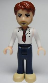 frnd019   Minifigure   Friends Peter - Dark Blue Trousers, White Shirt and Red Tie, Dark Tan Shoes