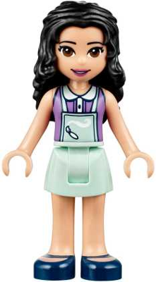 LEGO® Minifigure Friends Emma - Light Aqua Skirt, Medium Lavender Top with Light Aqua Apron (frnd0239) - USED