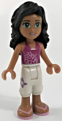 frnd026   Minifigure   Friends Ella - Magenta Halter Top with Flowers, White Cropped Trousers, Bright Pink Sandals