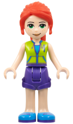 Friends Mia - Dark Purple Shorts, Lime Jacket Top, Red Hair