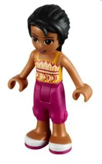 frnd035   Minifigure   Friends Joanna - Magenta Cropped Trousers, Orange Top