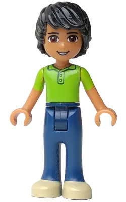 frnd043   Minifigure   Friends Matthew - Dark Blue Trousers, Lime Polo Shirt