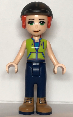LEGO® Minifigure Friends Mia - Dark Blue Trousers, Lime Jacket Top, Black Riding Helmet (frnd0469) - USED