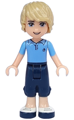 frnd047   Minifigure   Friends Andrew - Dark Blue Cropped Trousers, Bright Light Blue Polo Shirt