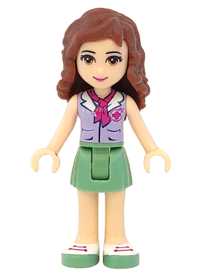 LEGO® Minifigure Friends Olivia (Light Nougat) - Sand Green Skirt, Lavender Top with Red Cross Logo and Scarf (frnd074)