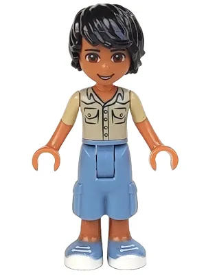 frnd170   Minifigure   Friends Matthew - Sand Blue Long Shorts, Khaki Shirt