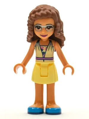 frnd350   Minifigure   Friends Olivia (Nougat) - Bright Light Yellow Dress and Blue Shoes