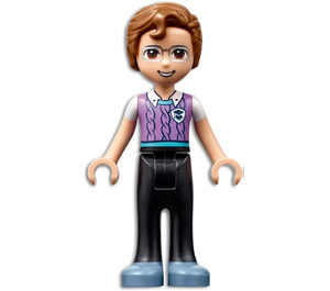 frnd459 Minifigure Friends Julian - Black Trousers, Medium Lavender Vest with Medium Azure Trim over White T-Shirt, Sand Blue Shoes