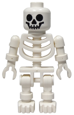 gen001 Minifigure Skeleton - Standard Skull, Floppy Arms