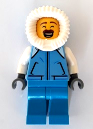 hol162   Minifigure   Sweeper - Medium Blue Jacket with Pockets, Fur-Lined Hood