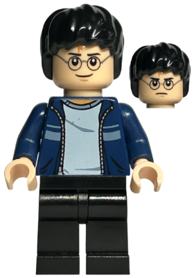 LEGO® Minifigure Harry Potter - Dark Blue Open Jacket with Stripe, Black Legs (hp087)