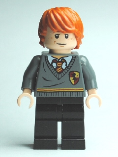 LEGO® Minifigure Ron Weasley - Gryffindor Stripe and Shield Torso, Black Legs (hp112)