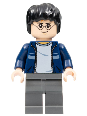 LEGO® Minifigure Harry Potter - Dark Blue Open Jacket with Stripe, Dark Bluish Gray Legs (hp116) - USED