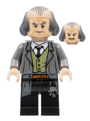 LEGO® Minifigure Argus Filch - Bald on Top, Dark Bluish Gray Jacket (hp140)