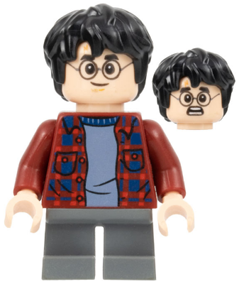 LEGO® Minifigure Harry Potter - Dark Red Plaid Flannel Shirt, Dark Bluish Gray Short Legs (hp143)