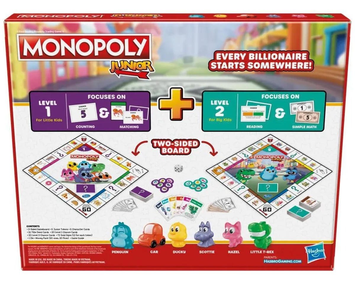 GAME RENTAL: Hasbro Monopoly Junior 2-Sided Board Game