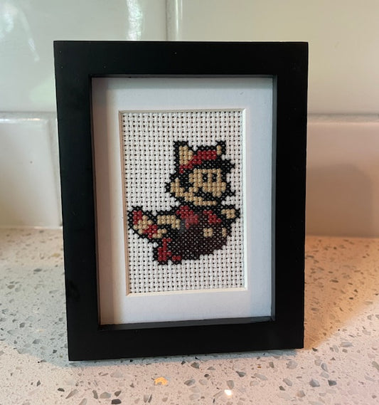 Framed Handmade Cross-Stitched Characters