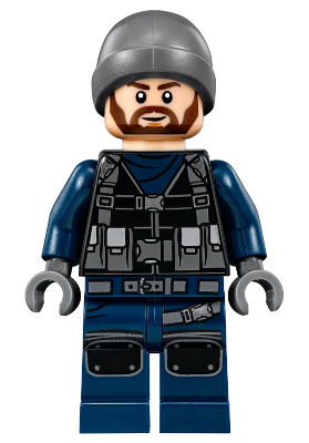 LEGO® Minifigure ACU Guard - Male, Dark Bluish Gray Beanie, Light Nougat Head (jw018)