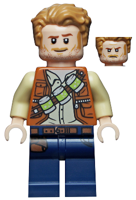 LEGO® Minifigure Owen Grady - Lime Canisters (jw066) - USED