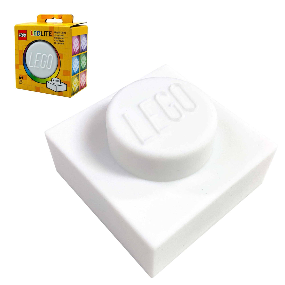 LEGO® Iconic 1x1 Plate Silicone Night Light - White with Rainbow Light Effects