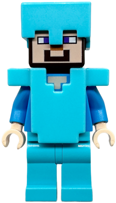 LEGO® Minifigure Steve - Medium Azure Legs, Helmet, and Armor (min015) - USED