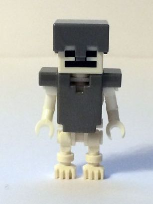 min018 Minifigure Skeleton, Minecraft - Flat Silver Helmet and Armor