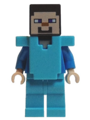 LEGO® Minifigure Steve (Light Nougat) - Medium Azure Legs and Armor (min042) - USED