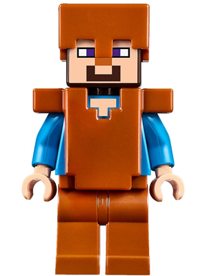 min044 Minifigure Steve - Dark Orange Legs, Helmet, and Armor