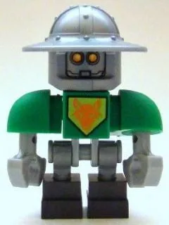 nex029   Minifigure   Aaron Bot - Green Shoulders, Flat Silver Helmet