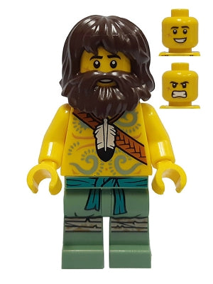 LEGO® Minifigure Bolobo - Brown hair, Yellow arms and torso, Green bottoms (njo638)