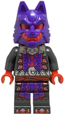 njo895   Minifigure   Wolf Mask Warrior - Dark Purple and Red Mask