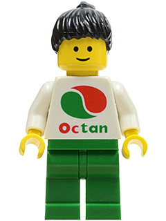 LEGO® Minifigure Octan - White Logo, Green Legs, Black Ponytail Hair (oct009) - USED