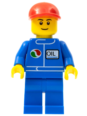 LEGO® Minifigure Octan - Blue Oil, Blue Legs, Red Short Bill Cap, Black Eyebrows (oct055a) - Used