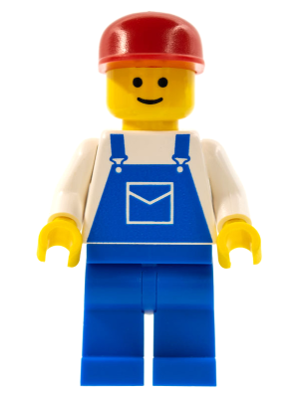 LEGO® Minifigure Overalls Blue with Pocket, Blue Legs, Red Cap (ovr003) - USED