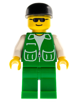LEGO® Minifigure Jacket Green with 2 Large Pockets - Green Legs, Black Cap (pck007) - USED
