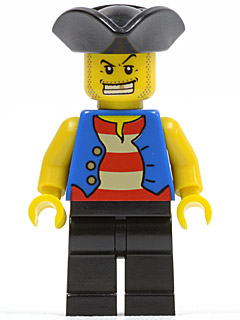 LEGO® Minifigure Pirate Blue Vest, Black Legs, Tricorne Hat (pi127)