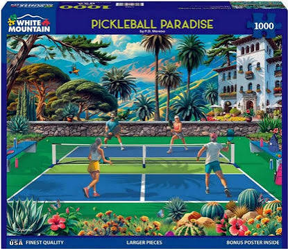 White Mountain Pickleball Paradise 1000 Piece Jigsaw Puzzle - CONSIGNMENT