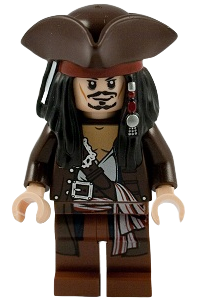 LEGO® Minifigure Captain Jack Sparrow - Dark Brown Jacket, Tricorne (poc011) - USED