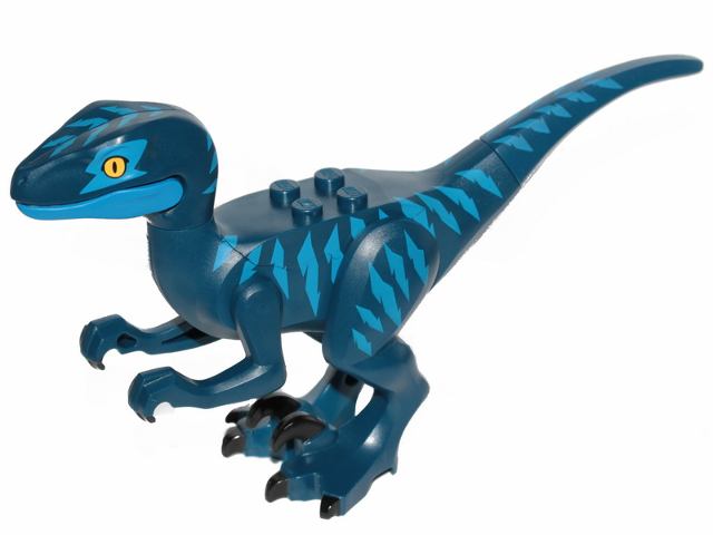 Raptor11   Part    Dark Blue   Dinosaur Raptor / Velociraptor with Blue Markings and Blue Eye Patch USED