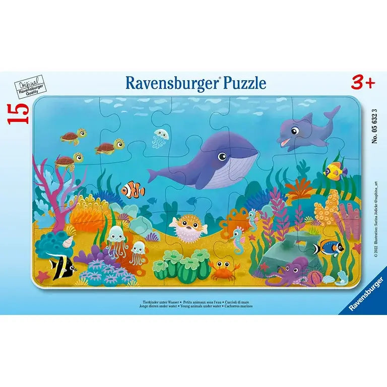 15 Piece Puzzle - Young Animals Under Water