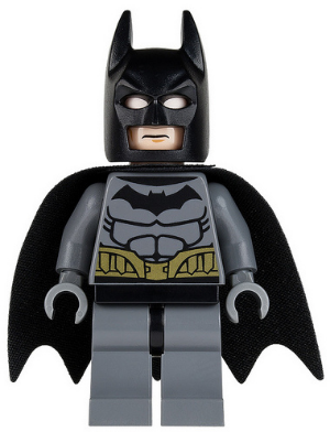 sh0089   Minifigure   Batman - Dark Bluish Gray Suit, Gold Belt, Dark Bluish Gray Hands