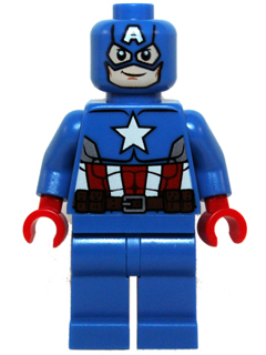 sh0106 Minifigure Captain America - Blue Suit, Red Hands, Mask, Shield